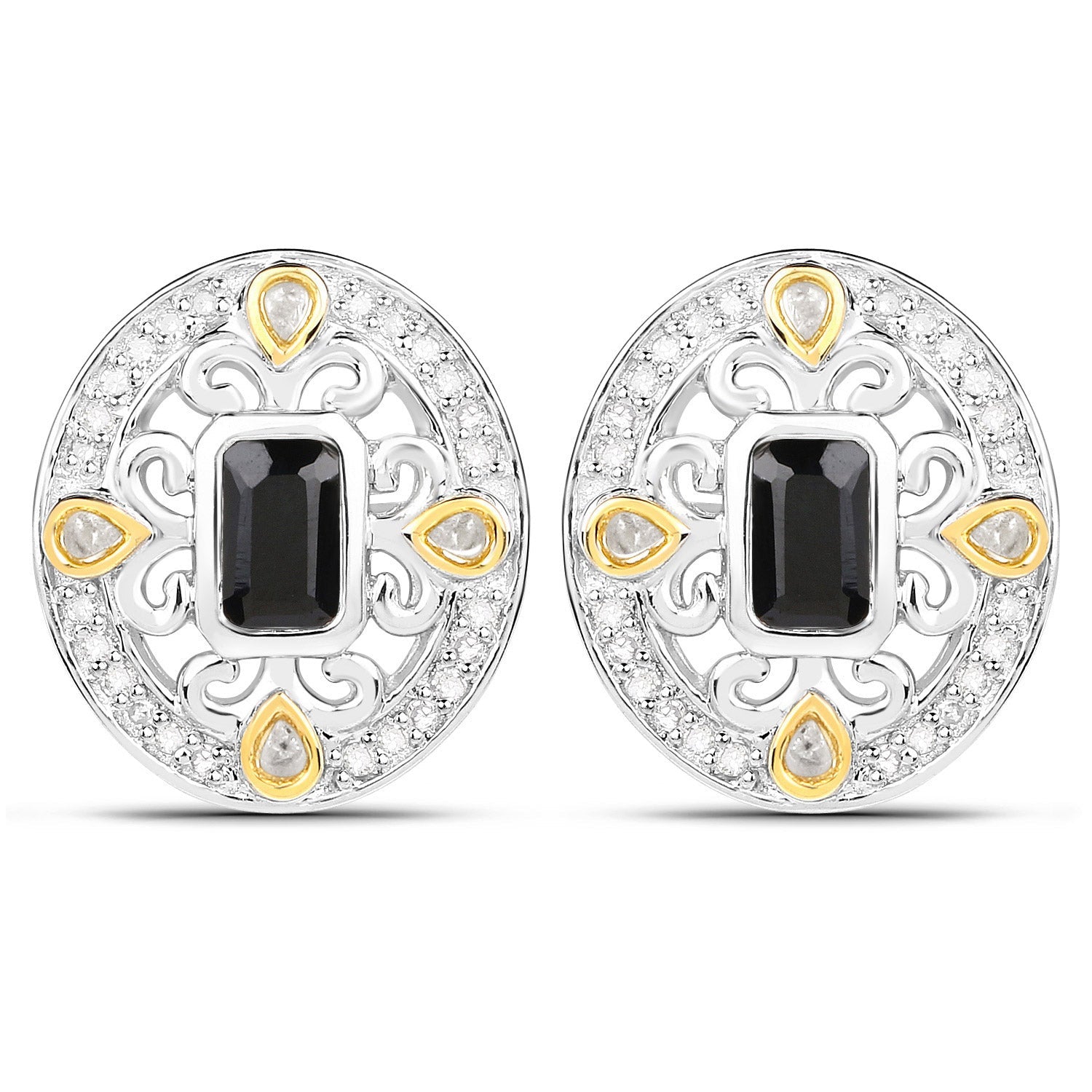 0.93 Carat Genuine Blue Sapphire and White Diamond .925 Sterling Silver Earrings Bids.com