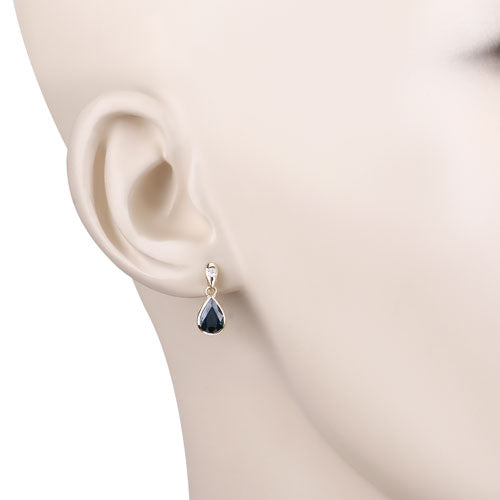 1.65 Carat Genuine Blue Sapphire and White Diamond 10K Yellow Gold Earrings Bids.com