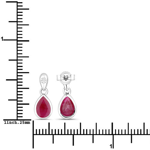 1.65 Carat Genuine Ruby and White Diamond 10K White Gold Earrings Bids.com