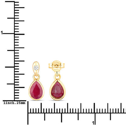 1.65 Carat Genuine Ruby and White Diamond 10K Yellow Gold Earrings Bids.com