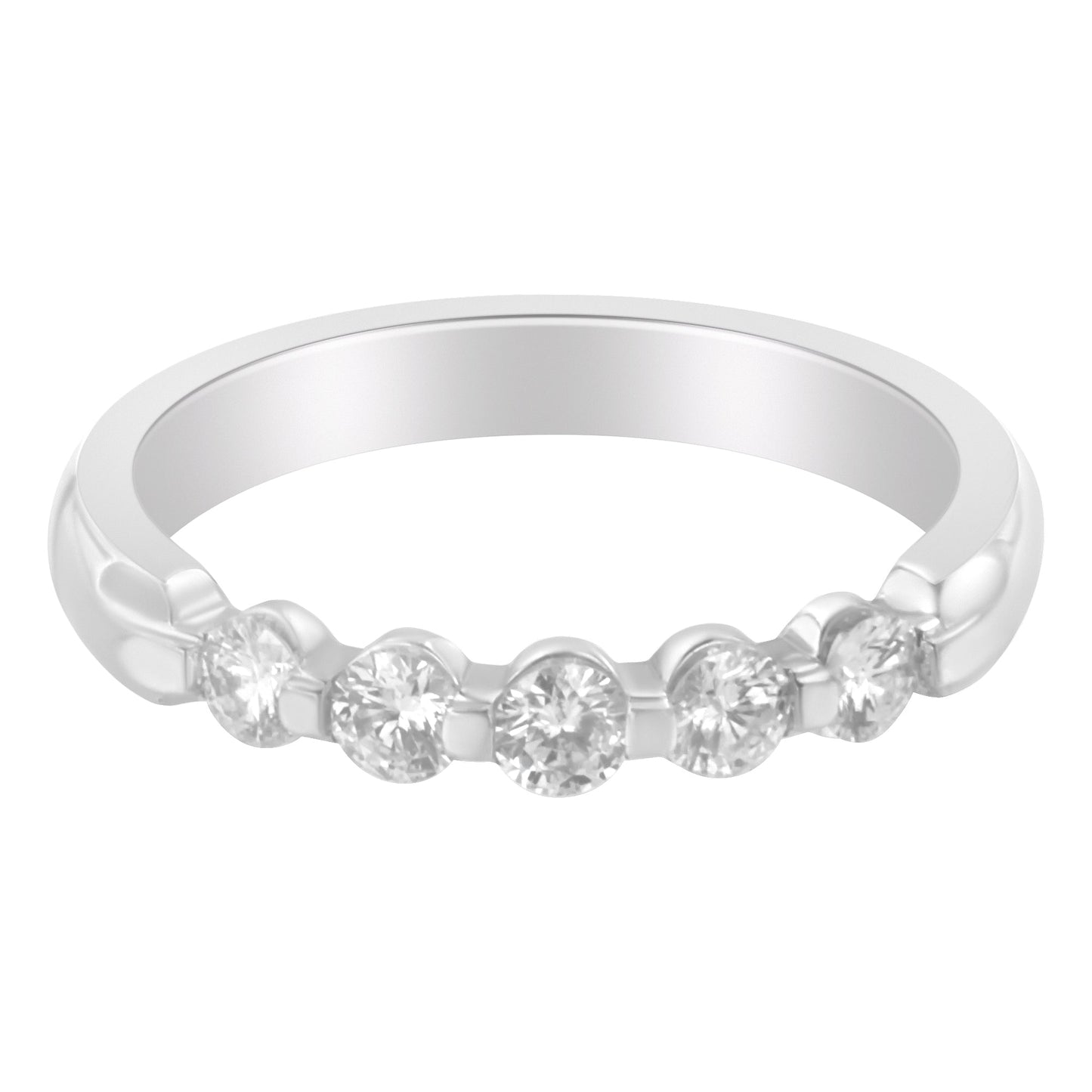14K White Gold 1/2 cttw Diamond 5-Stone Band Ring (H-I Clarity, SI2-I1 Color) - Size 7 Bids.com