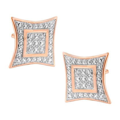 .925 Sterling Silver Diamond Accented 4-Stone Four Pointed Star Shaped Halo-Style Stud Earrings (H-I Color, I2-I3 Clarity) Bids.com