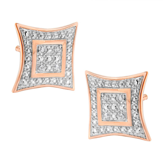 .925 Sterling Silver Diamond Accented 4-Stone Four Pointed Star Shaped Halo-Style Stud Earrings (H-I Color, I2-I3 Clarity) Bids.com