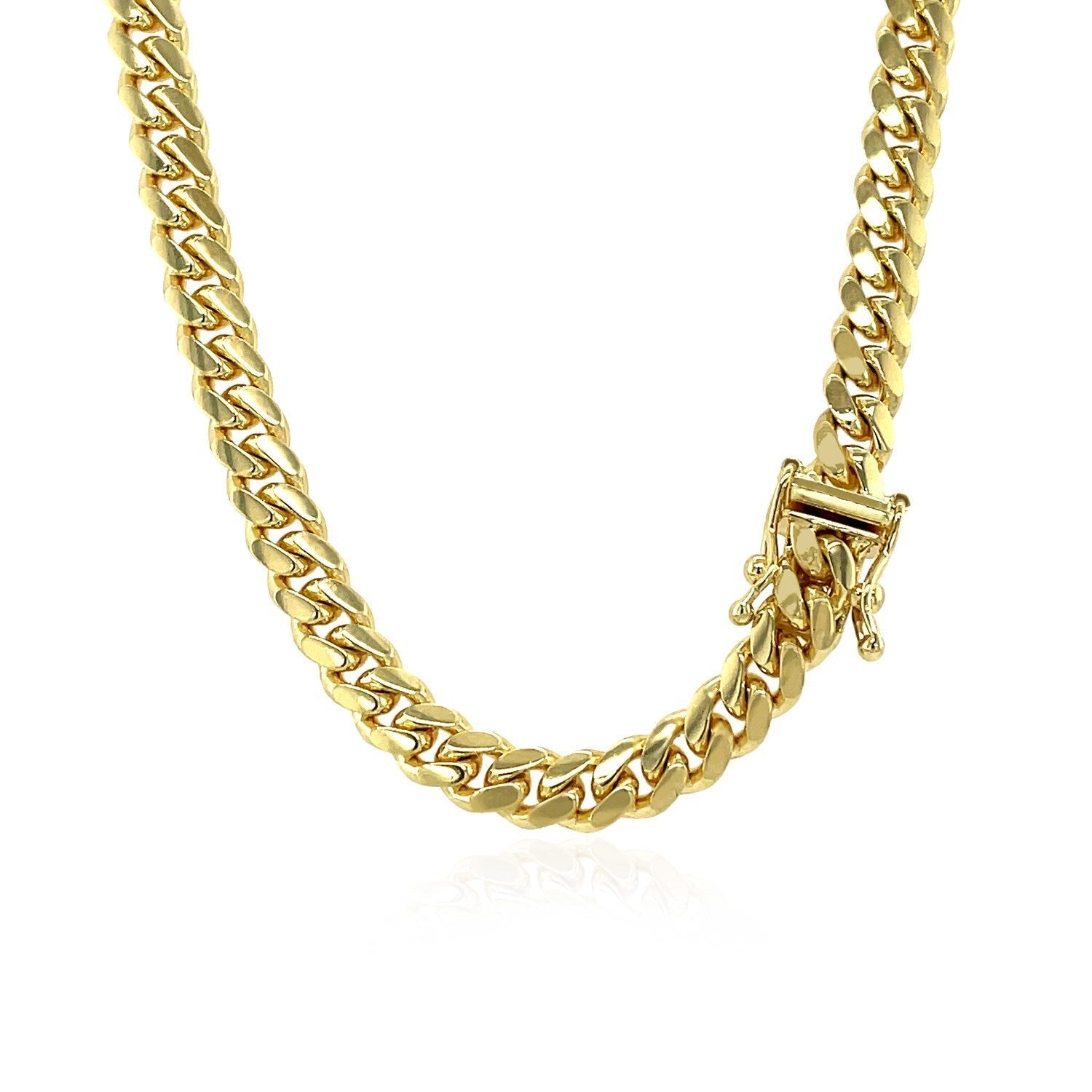 5.0mm 14k Yellow Gold Classic Miami Cuban Solid Chain Bids.com