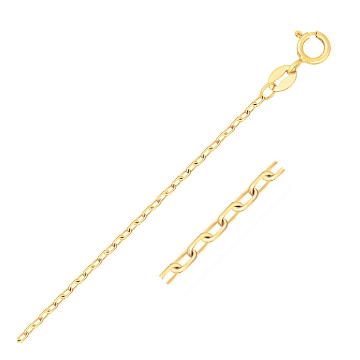 14k Yellow Gold Faceted Cable Link Chain 1.3mm Bids.com