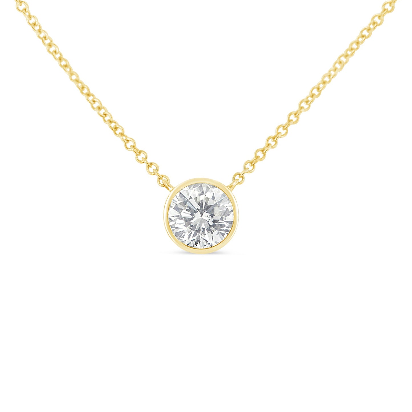 10K White Gold 1/10 Carat Round Brilliant-Cut Diamond Modern Bezel-Set Solitaire 16"-18" Pendant Necklace (H-I Color, SI2-I1 Clarity) Bids.com