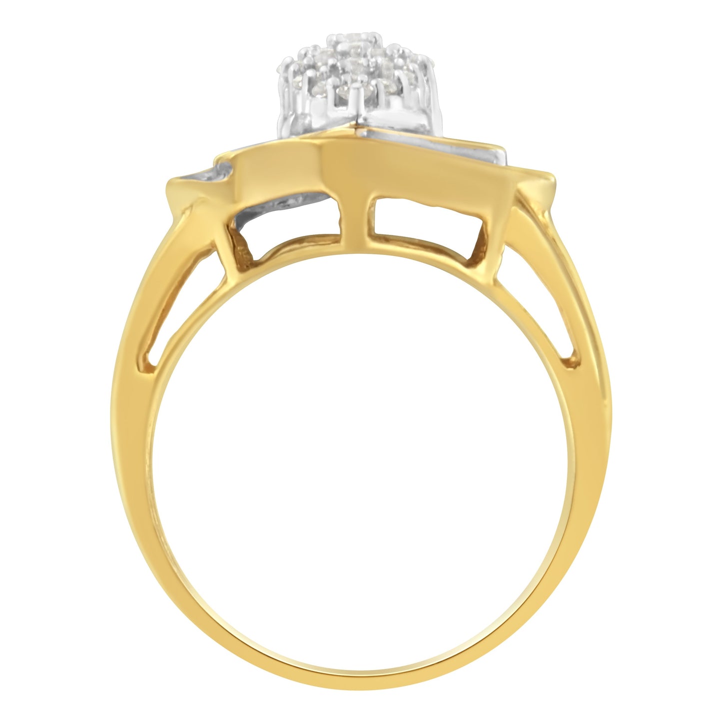 10K Yellow Gold Diamond Cluster Ring (3/4 Cttw, J-K Color, I2-I3 Clarity) - Size 6 Bids.com