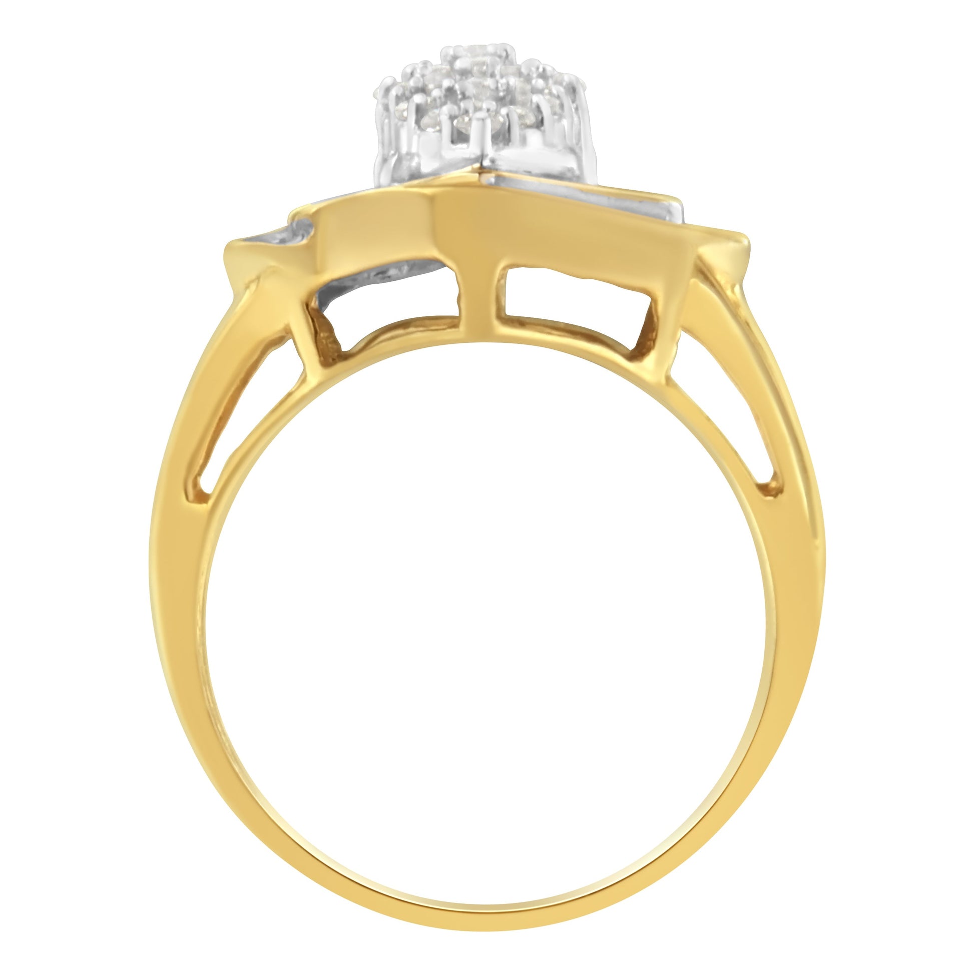 10K Yellow Gold Diamond Cluster Ring (3/4 Cttw, J-K Color, I2-I3 Clarity) - Size 6 Bids.com