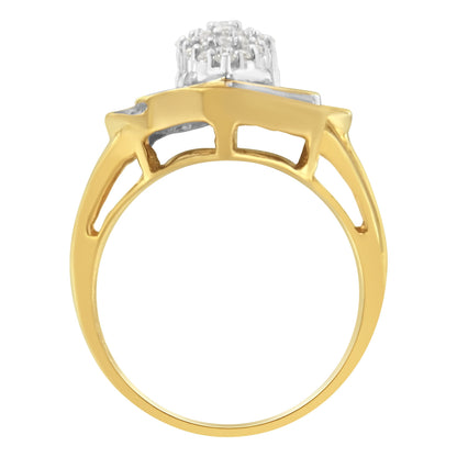 10K Yellow Gold Diamond Cluster Ring (3/4 Cttw, J-K Color, I2-I3 Clarity) - Size 6 Bids.com