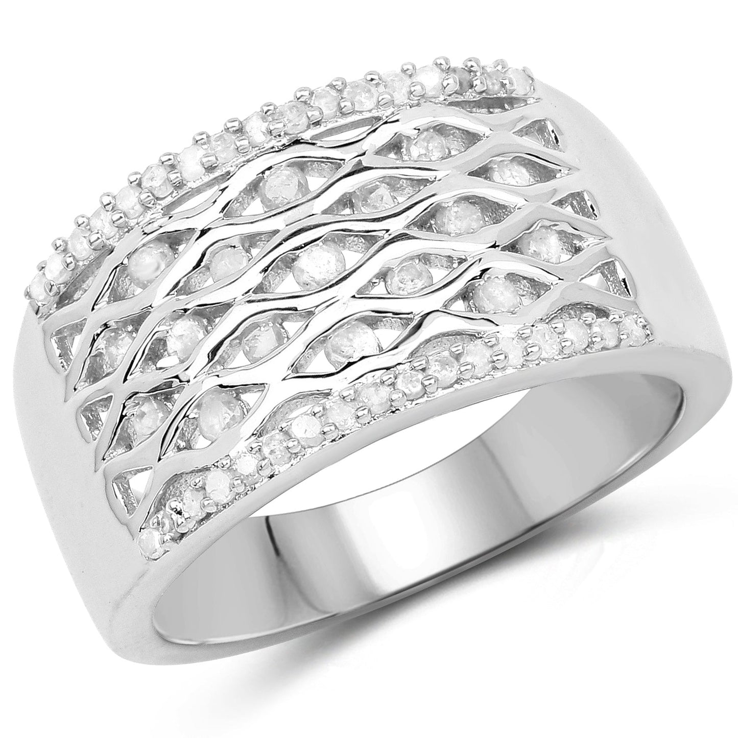 0.41 Carat Genuine White Diamond .925 Sterling Silver Ring Bids.com