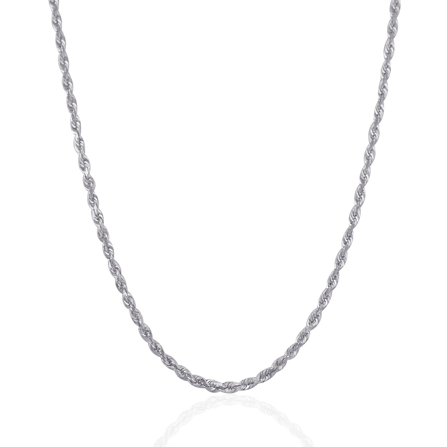 3.0mm 14k White Gold Solid Diamond Cut Rope Chain Bids.com