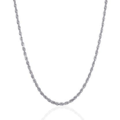 3.0mm 14k White Gold Solid Diamond Cut Rope Chain Bids.com