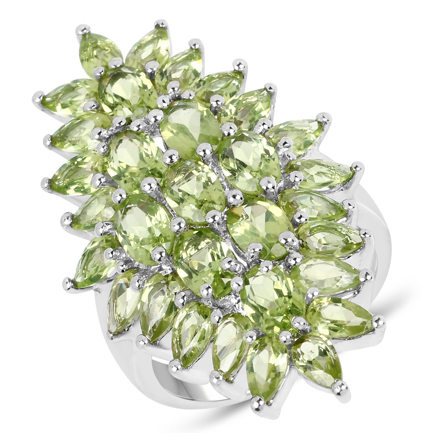 8.89 Carat Genuine Peridot .925 Sterling Silver Ring Bids.com