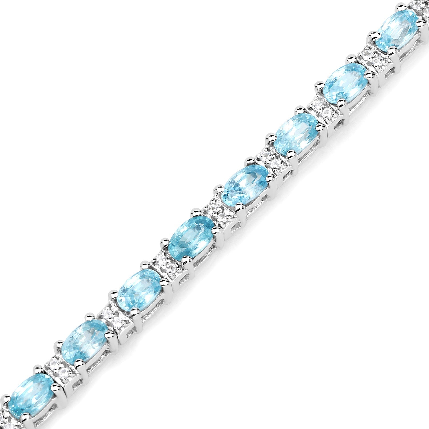 8.84 Carat Genuine Blue Zircon and Topaz White .925 Sterling Silver Bracelet Bids.com