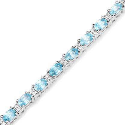8.84 Carat Genuine Blue Zircon and Topaz White .925 Sterling Silver Bracelet Bids.com