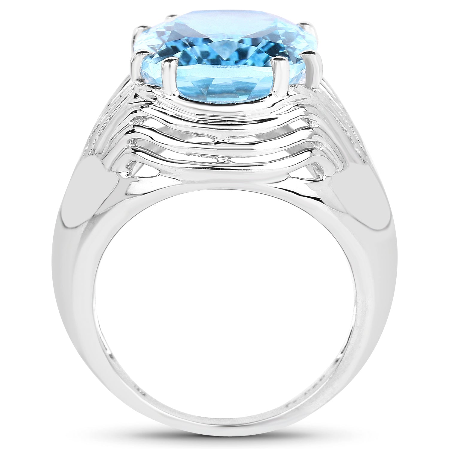 12.10 Carat Genuine Blue Topaz .925 Sterling Silver Ring Bids.com