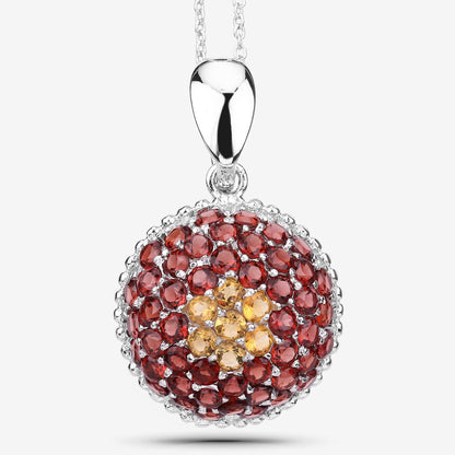 4.57 Carat Genuine Citrine and Garnet .925 Sterling Silver Pendant Bids.com