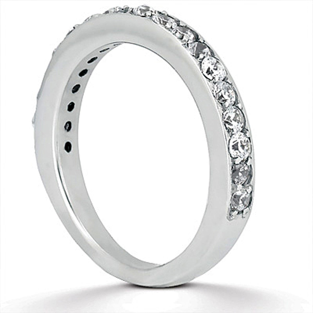 14k White Gold Pave Diamond Wedding Ring Band Set 1/2 Around Bids.com