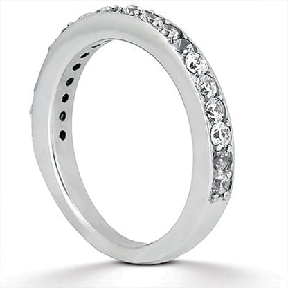 14k White Gold Pave Diamond Wedding Ring Band Set 1/2 Around Bids.com