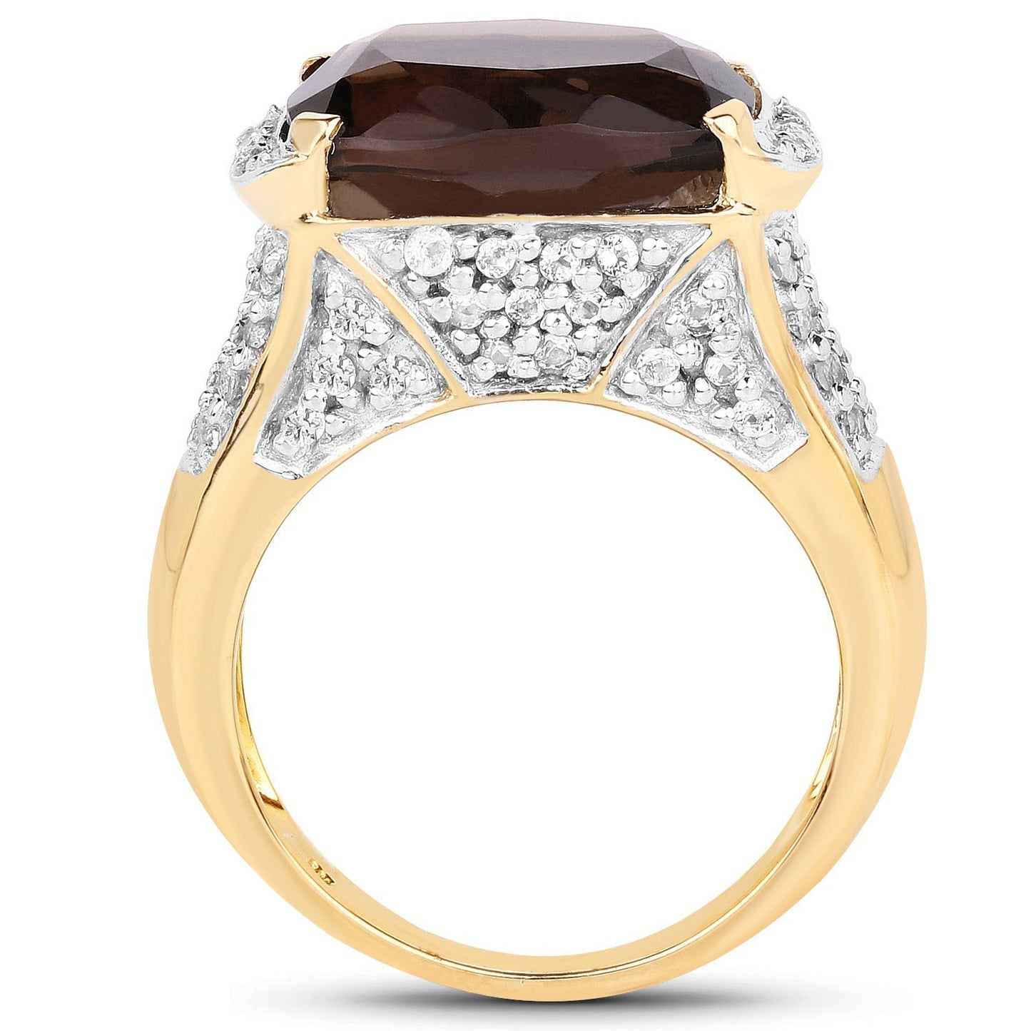 6.65 Carat Genuine Smoky Quartz and White Topaz .925 Sterling Silver Ring Bids.com