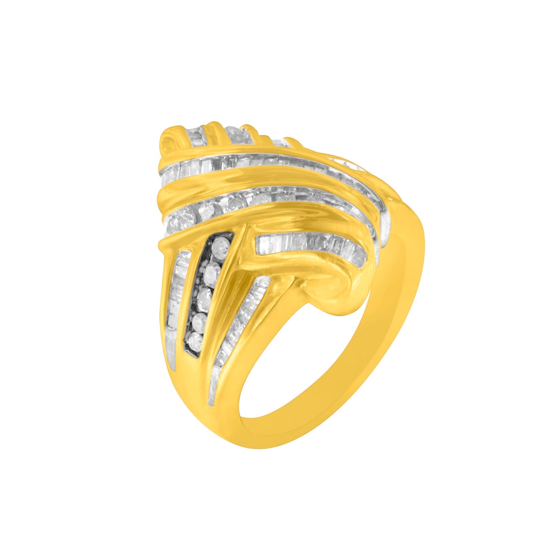 10K Yellow Gold Diamond Bypass Ring (1.0 cttw, H-I Color, I2-I3 Clarity) Bids.com