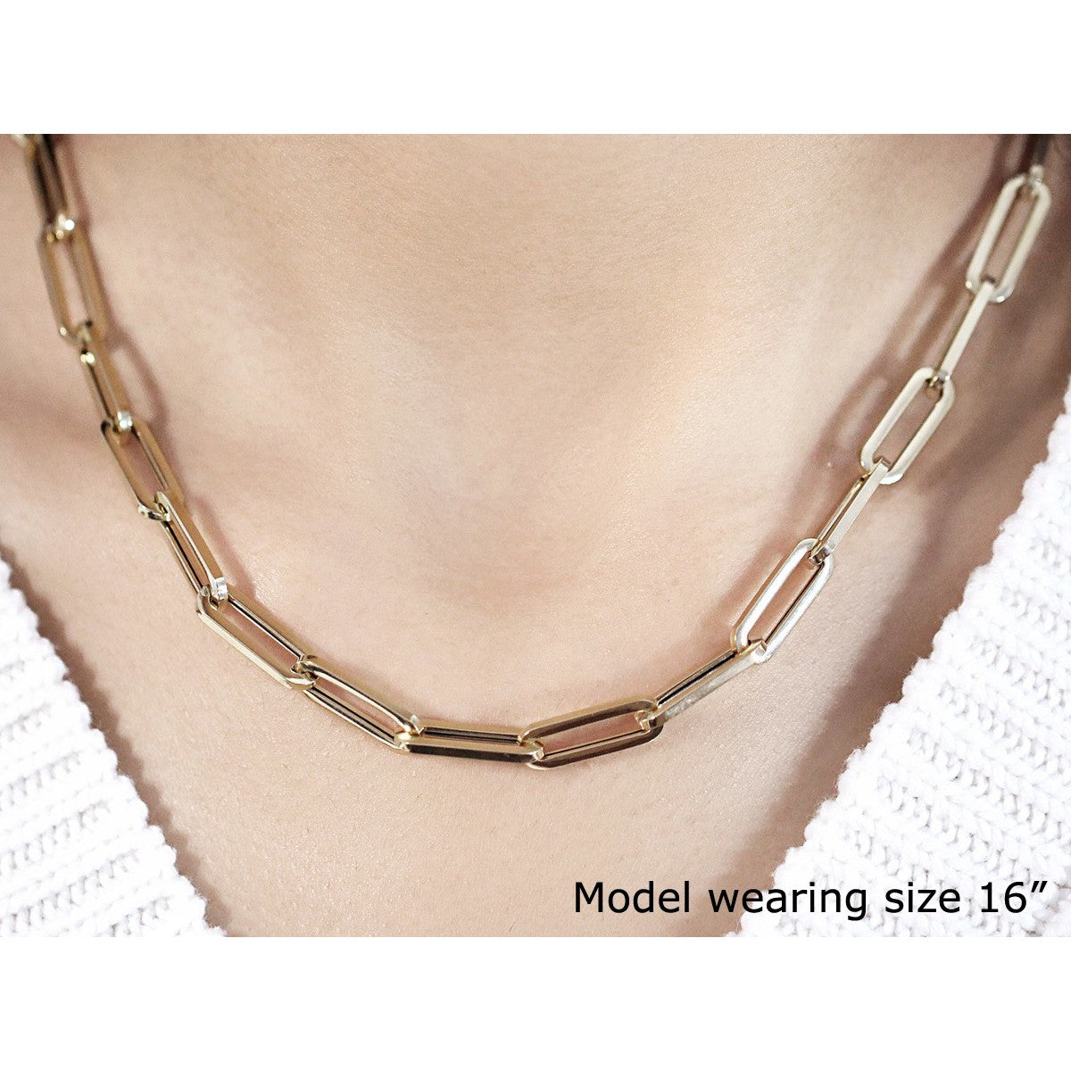 14K Yellow Gold Wide Paperclip Chain (6.1mm) Bids.com