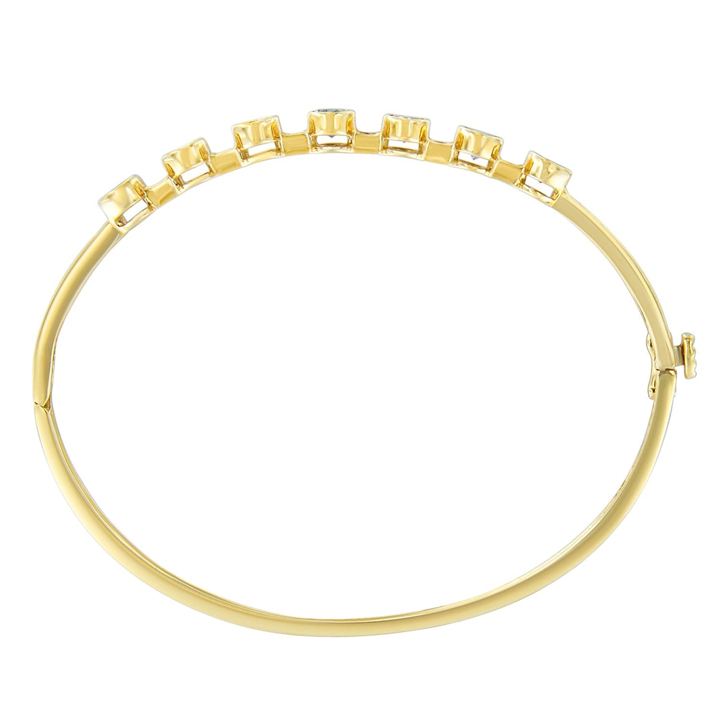 14K Yellow Gold Alternating Bezel Set 5MM Oval Shaped Tanzanite and 1/5 Cttw Diamond Bangle Bracelet (H-I Color, VS2-SI1 Clarity) - Fit's wrists up to 7.25" Inches Bids.com