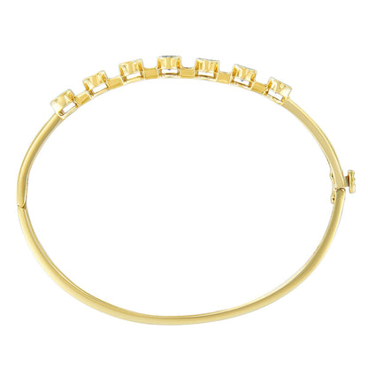 14K Yellow Gold Alternating Bezel Set 5MM Oval Shaped Tanzanite and 1/5 Cttw Diamond Bangle Bracelet (H-I Color, VS2-SI1 Clarity) - Fit's wrists up to 7.25" Inches Bids.com