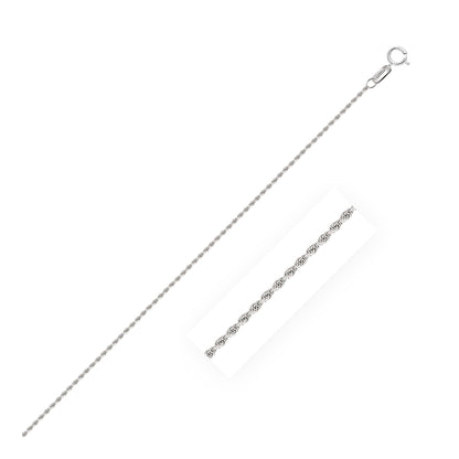 10k White Gold Solid Diamond Cut Rope Chain 1.4mm Bids.com