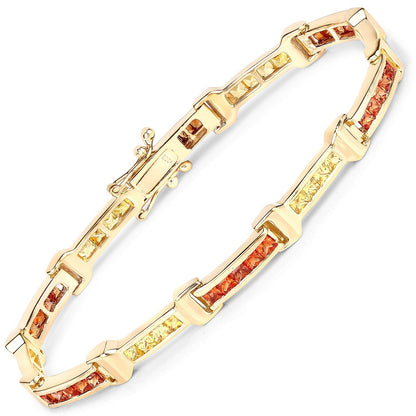6.48 Carat Genuine Orange Sapphire and Yellow Sapphire .925 Sterling Silver Bracelet Bids.com