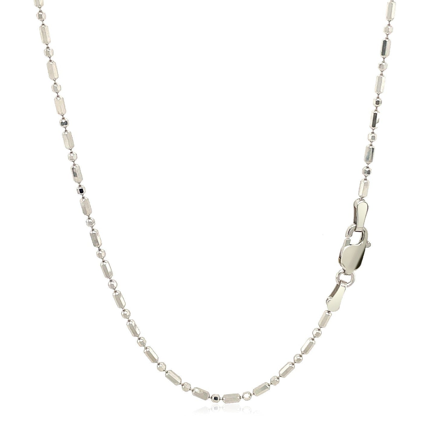 14k White Gold Diamond-Cut Alternating Bead Chain 1.5mm Bids.com