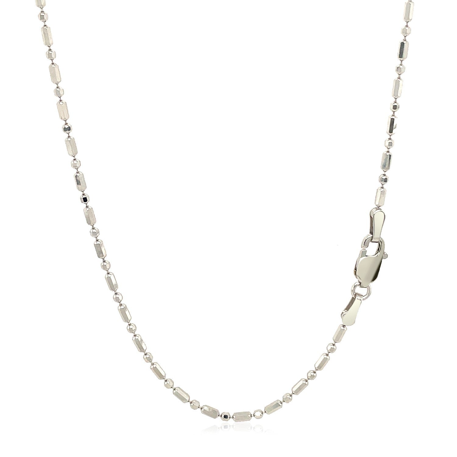 14k White Gold Diamond-Cut Alternating Bead Chain 1.5mm Bids.com