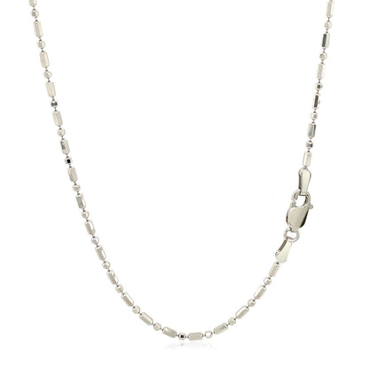 14k White Gold Diamond-Cut Alternating Bead Chain 1.5mm Bids.com
