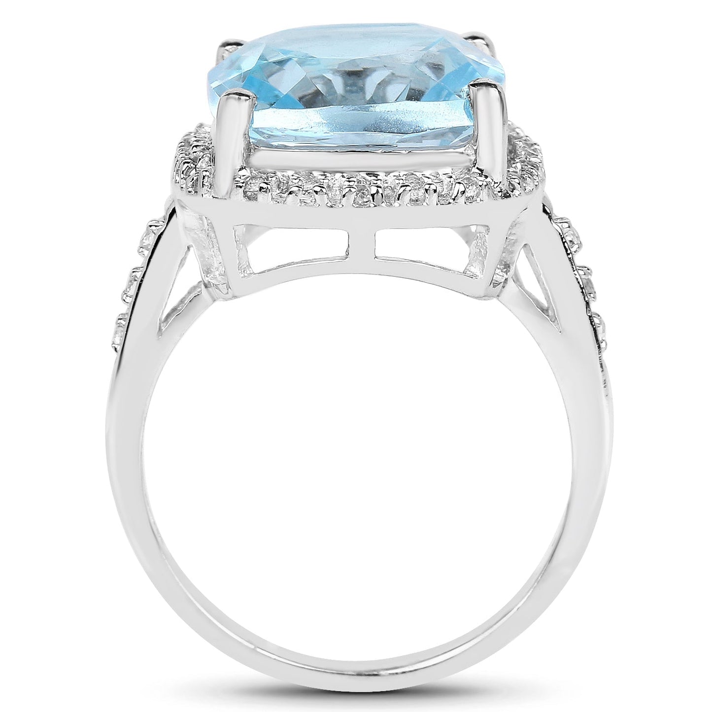 7.18 Carat Genuine Blue Topaz and White Topaz .925 Sterling Silver Ring Bids.com