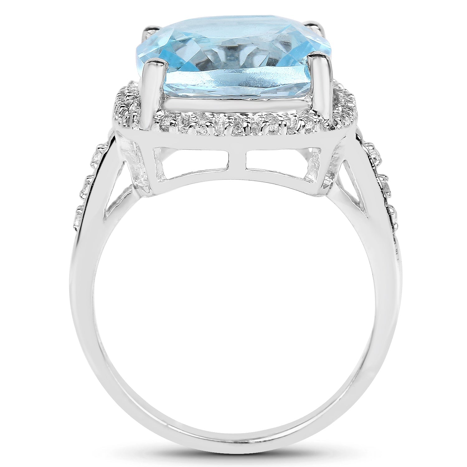 7.18 Carat Genuine Blue Topaz and White Topaz .925 Sterling Silver Ring Bids.com