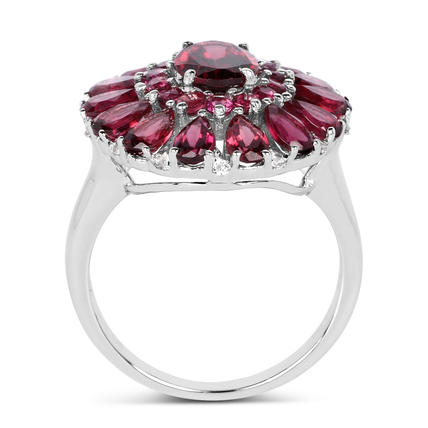 6.19 Carat Genuine Rhodolite and White Topaz .925 Sterling Silver Ring Bids.com