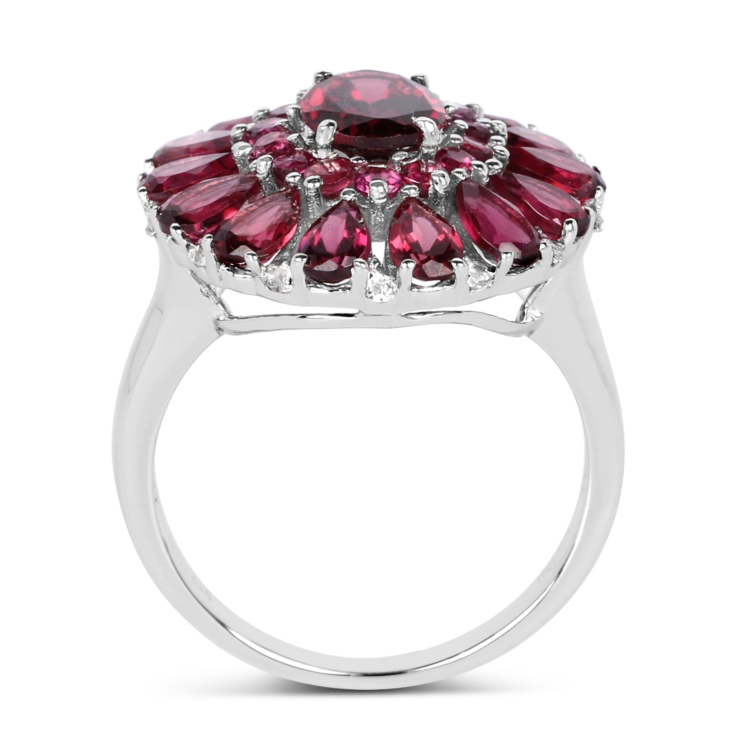 6.19 Carat Genuine Rhodolite and White Topaz .925 Sterling Silver Ring Bids.com