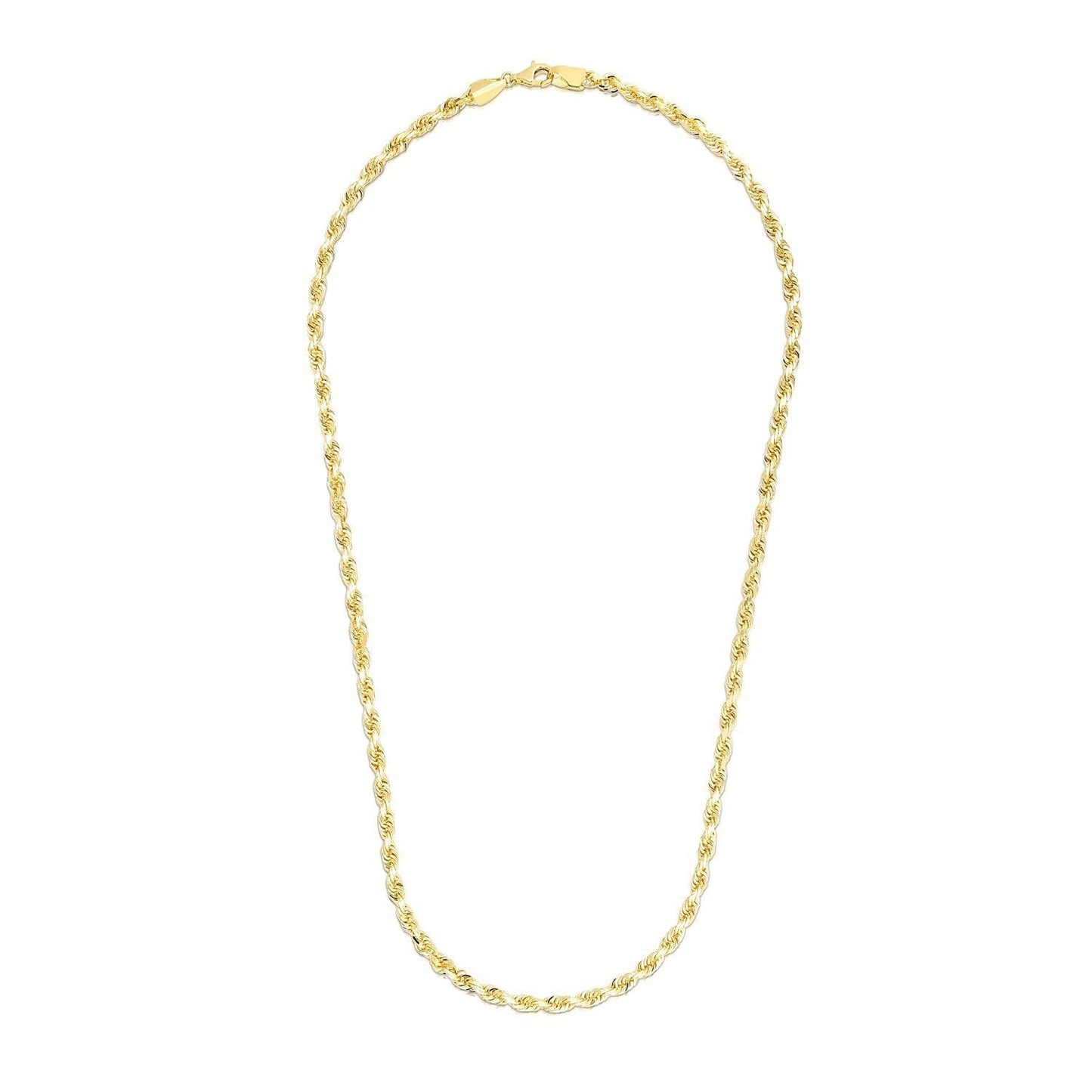 5.0mm 14k Yellow Gold Solid Diamond Cut Rope Chain Bids.com
