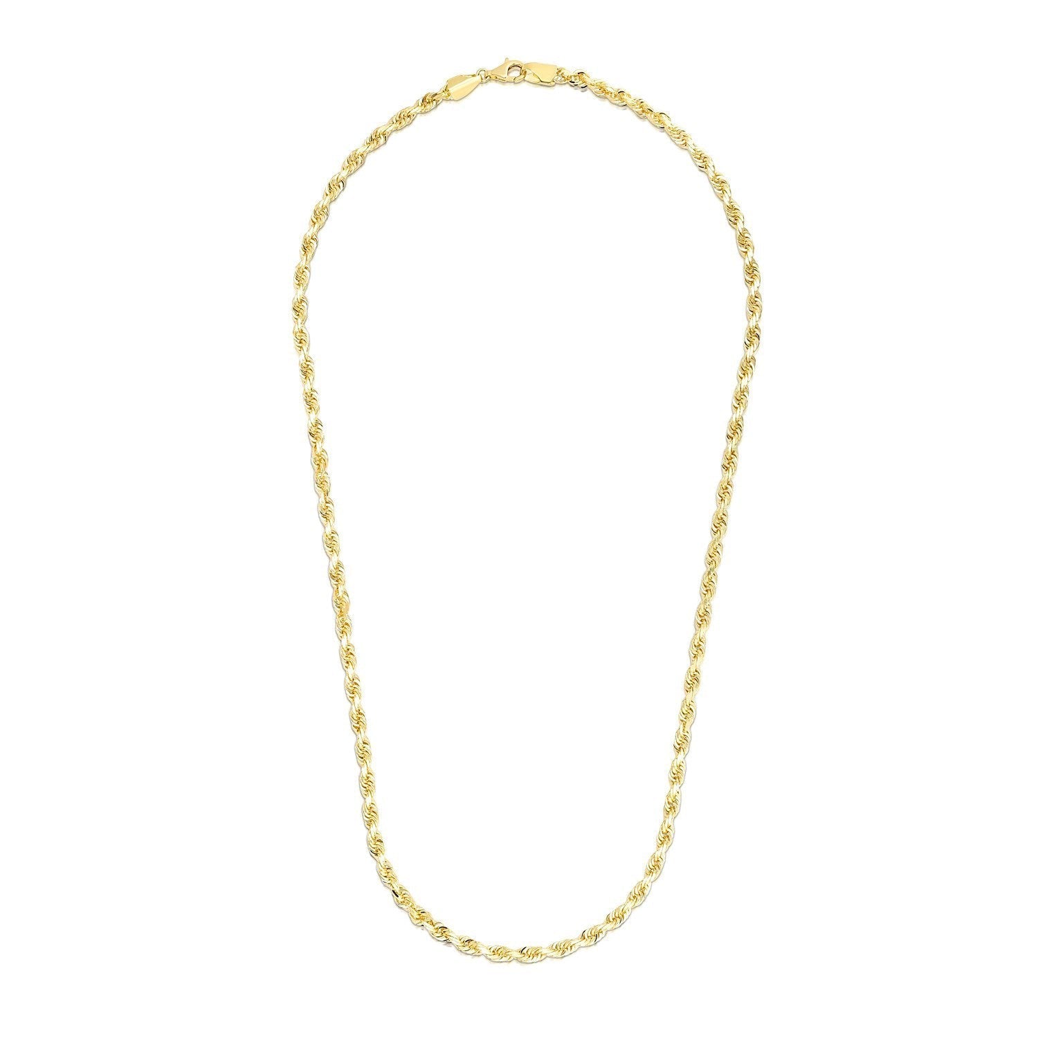 5.0mm 14k Yellow Gold Solid Diamond Cut Rope Chain Bids.com