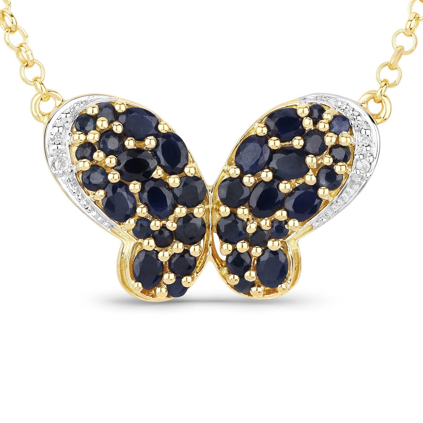 3.83 Carat Genuine Blue Sapphire and White Zircon .925 Sterling Silver Pendant Bids.com