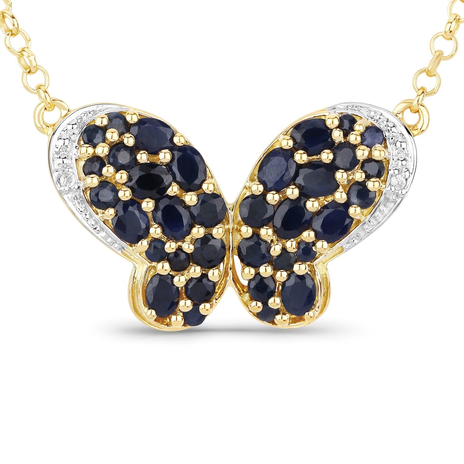 3.83 Carat Genuine Blue Sapphire and White Zircon .925 Sterling Silver Pendant Bids.com