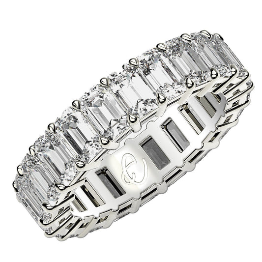 Emerald Cut Lab Grown Diamond Eternity Ring in 14k White Gold (6 cttw FG/VS2) Bids.com