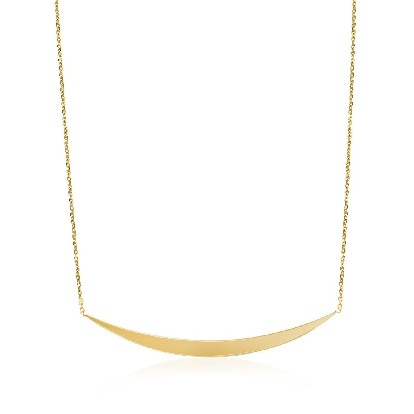 14k Yellow Gold Necklace with Polished Curved Bar Pendant Bids.com