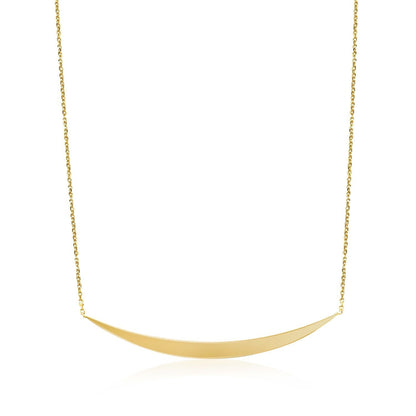 14k Yellow Gold Necklace with Polished Curved Bar Pendant Bids.com