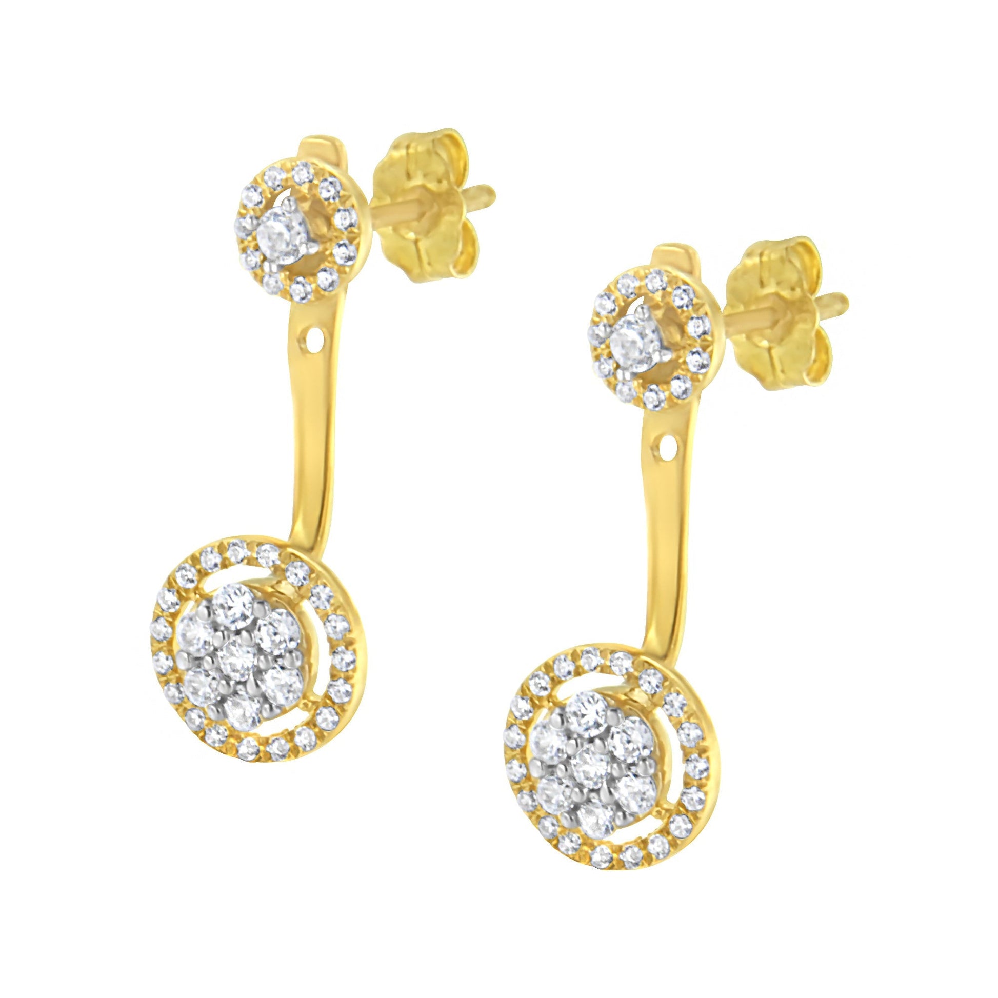 14K Yellow Gold Plated .925 Sterling Silver 5/8 Cttw Diamond Removable Stud and Dangle Earrings (I-J Color, I2-I3) Bids.com