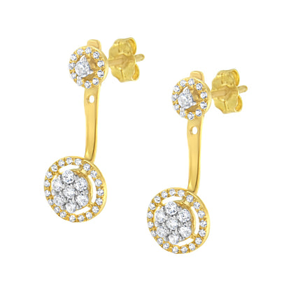14K Yellow Gold Plated .925 Sterling Silver 5/8 Cttw Diamond Removable Stud and Dangle Earrings (I-J Color, I2-I3) Bids.com