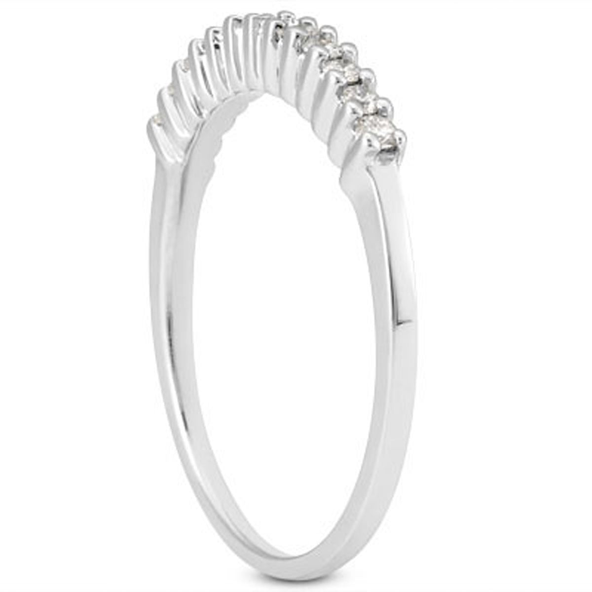 14k White Gold Raised Shared Prong Diamond Wedding Ring Band Bids.com