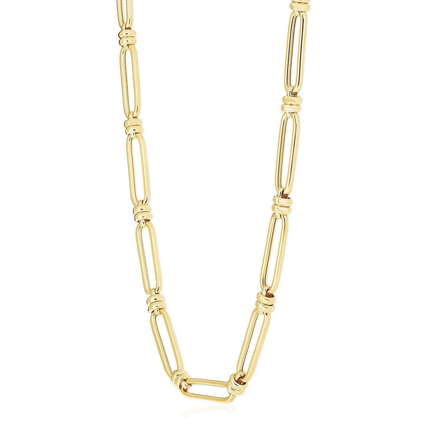 14k Yellow Gold High Polish Elongated Paperclip Jax Link Necklace Bids.com