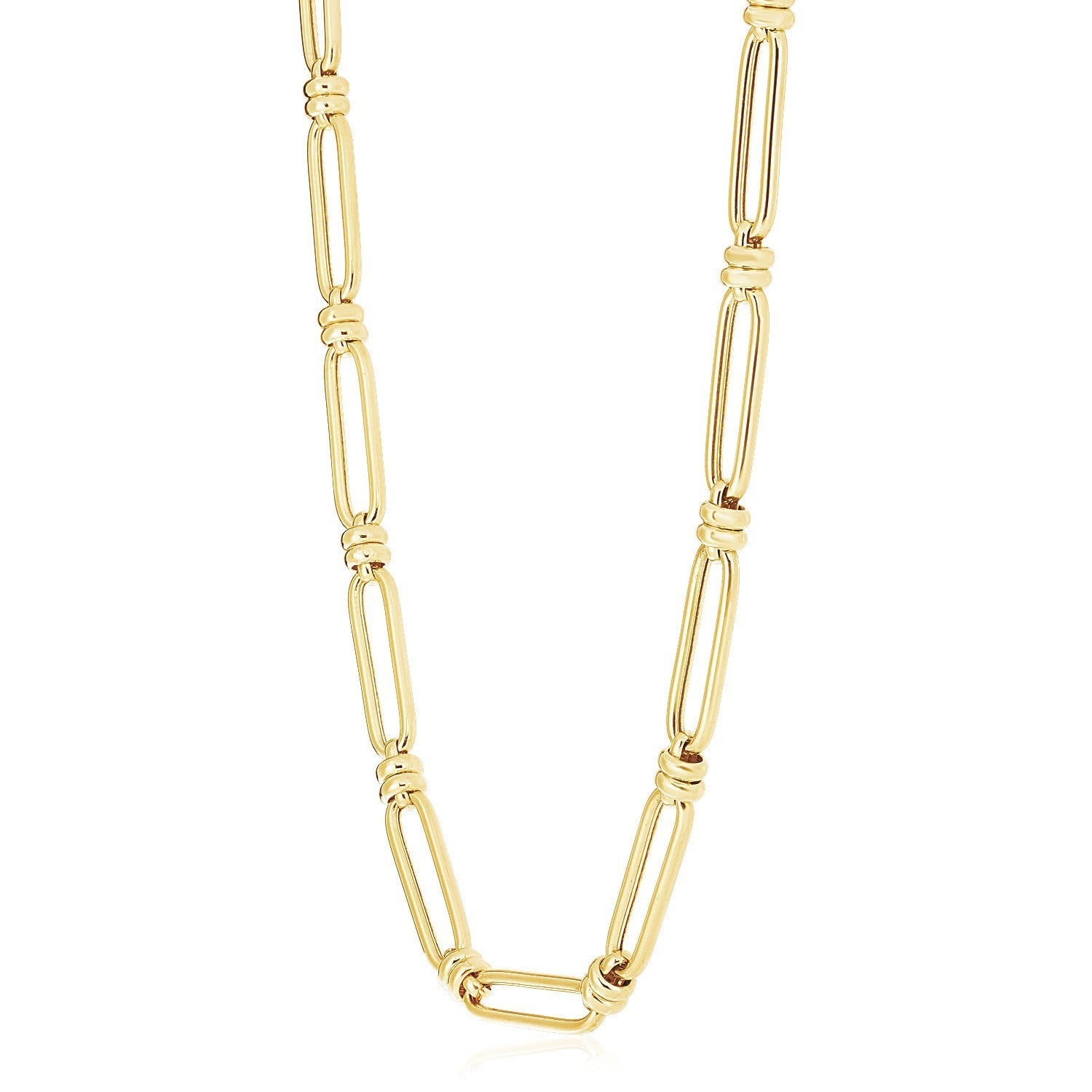 14k Yellow Gold High Polish Elongated Paperclip Jax Link Necklace Bids.com