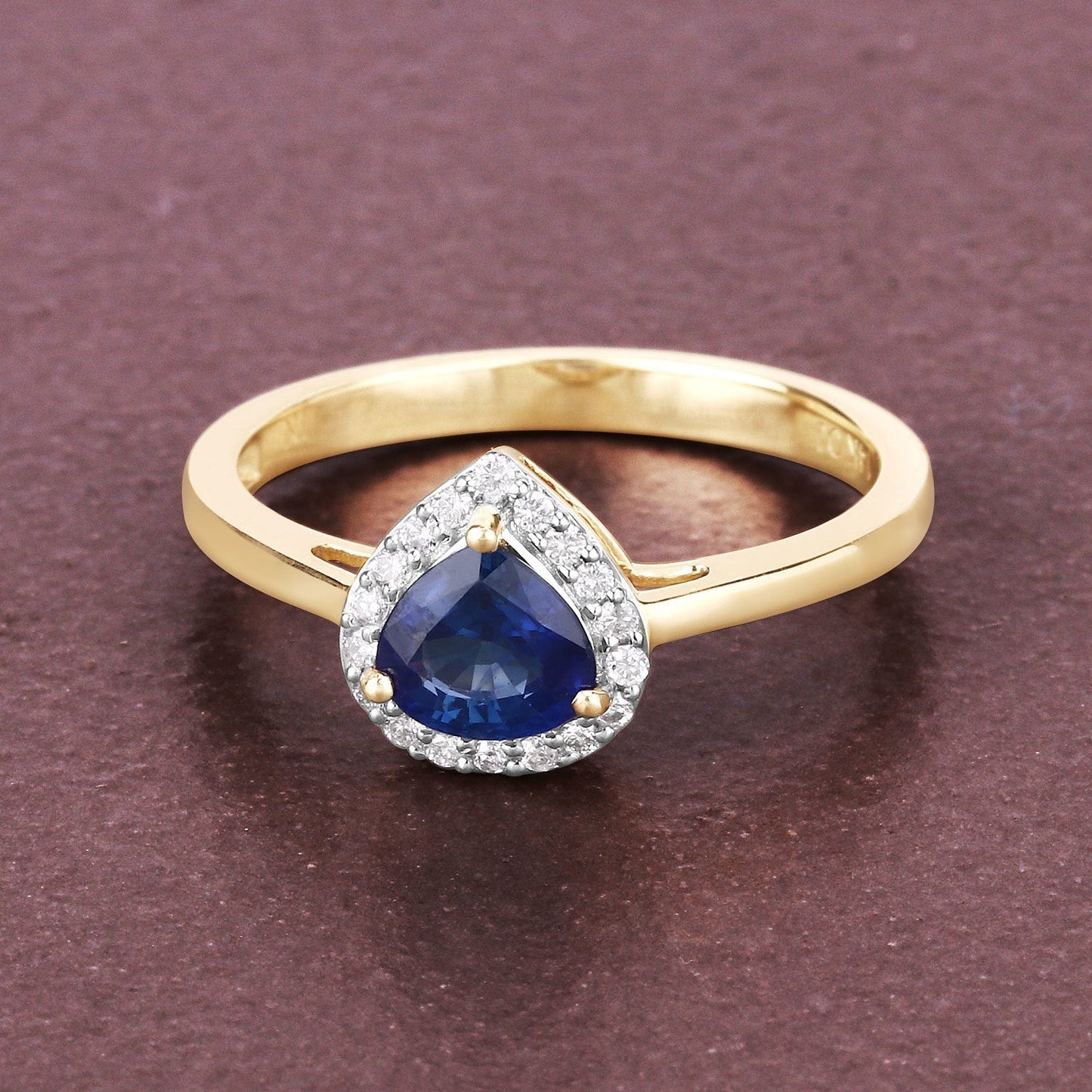 0.73 Carat Genuine Blue Sapphire and White Diamond 14K Yellow Gold Ring Bids.com